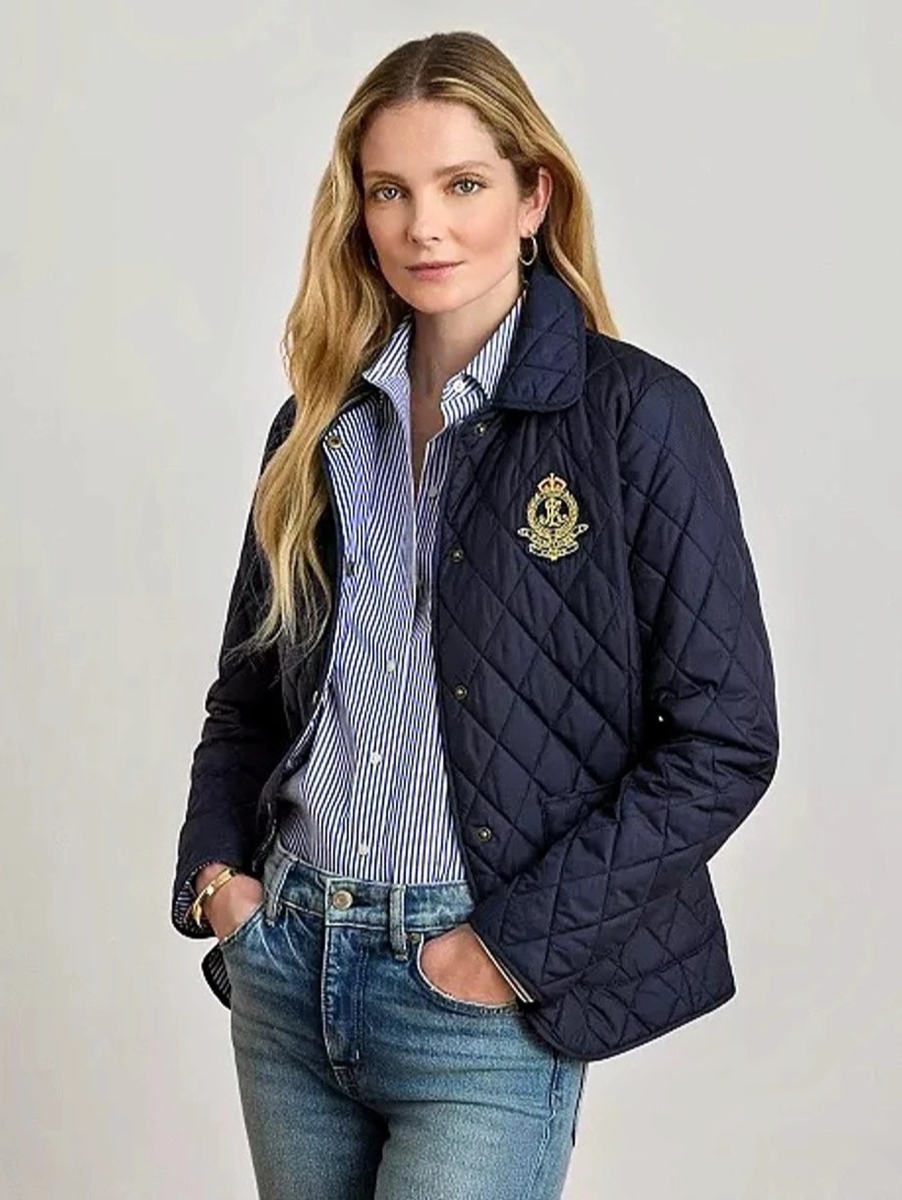 Lauren Ralph Lauren Navy Quilted Crest Jacket Small